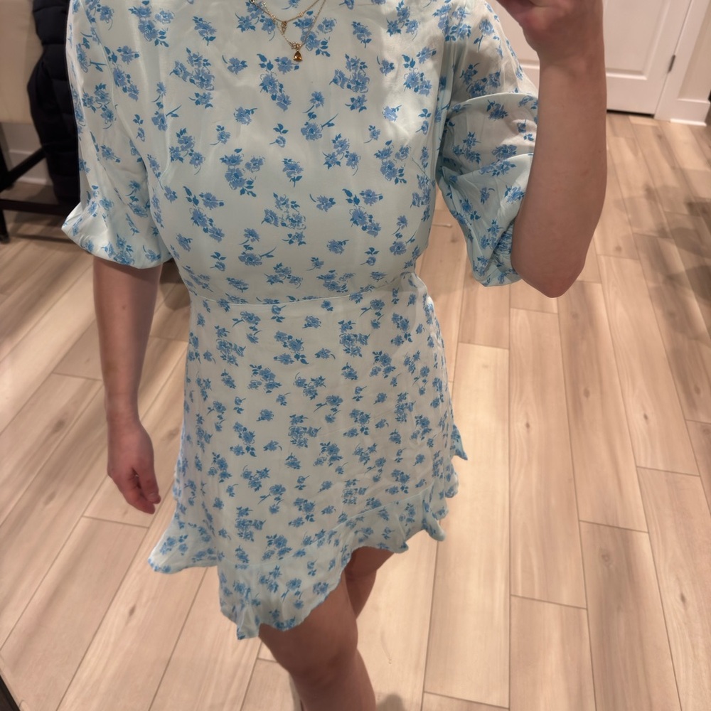 Faithfull the label  Sky Blue Floral Mini Dress - Picture 4 of 6